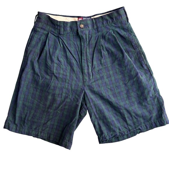Vtg Chaps Ralph Lauren Mens Plaid Pleated‎ Shorts 29 Cotton Preppy 90s Grunge - Picture 1 of 8
